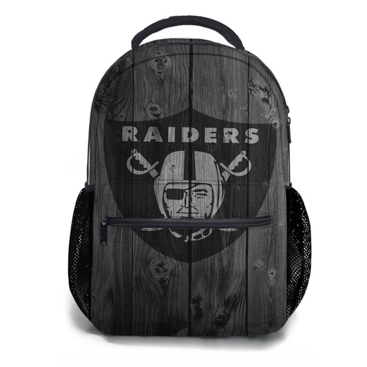 Oakland Raiders Nfl Logo Dark Wood Wallpaper School Backpacks