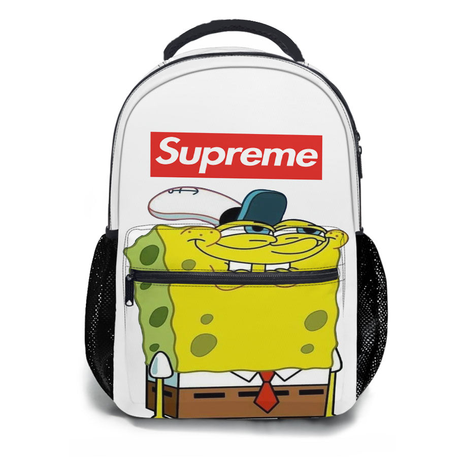 Spongebob Squarepants Meme Supreme White School Backpacks