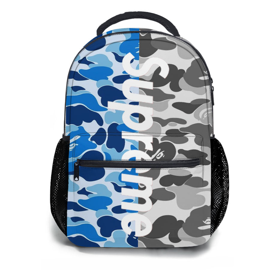 Supreme Blue Grey School Backpacks