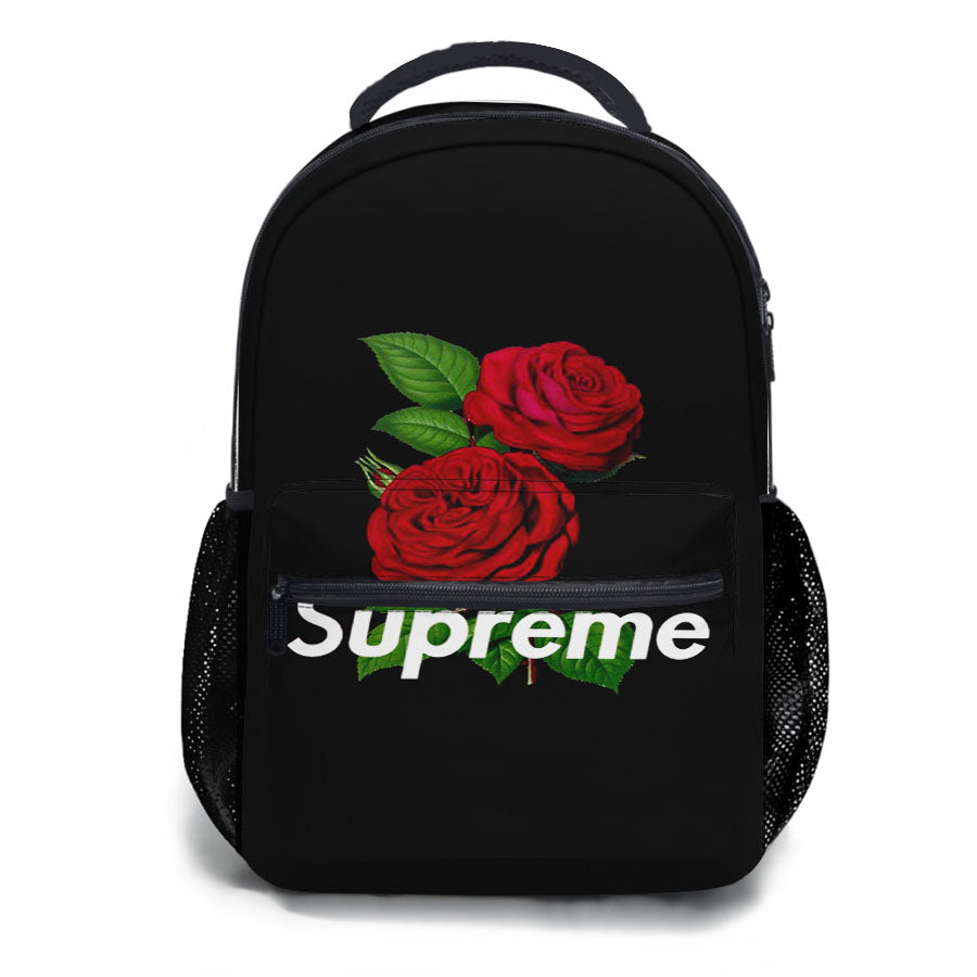 Supreme Rose Back Black School Backpacks