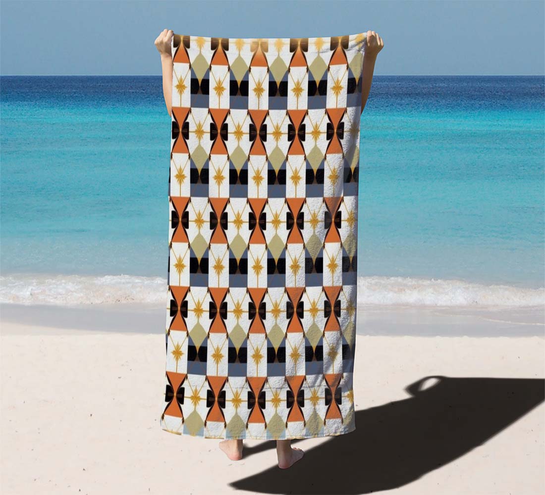 A Pattern With A Geometric Pattern Beach Towels