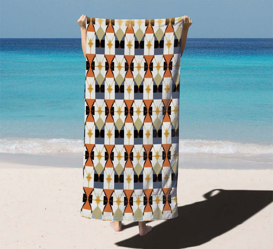 A Pattern With A Geometric Pattern Beach Towels