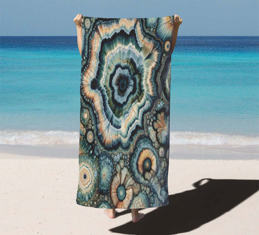 Abstract Geode Mandala Beach Towels