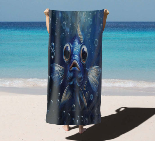 Adorable Blue Fish Beach Towels