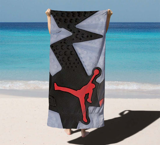 Air Jordan Black Red Sole Beach Towels
