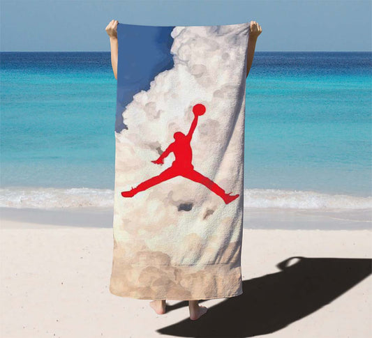 Air Jordan Logo In Sky Beach Towels