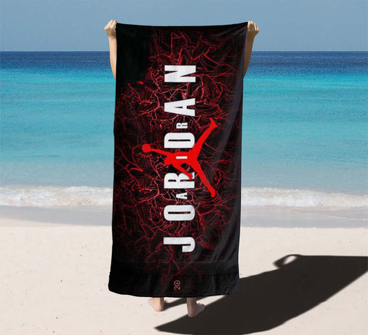 Air Jordan Red Wallpaper Beach Towels