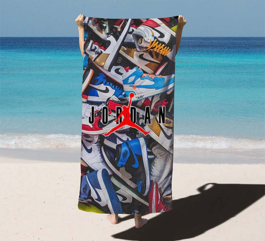Air Jordan Shoes Pattern Logo Beach Towels