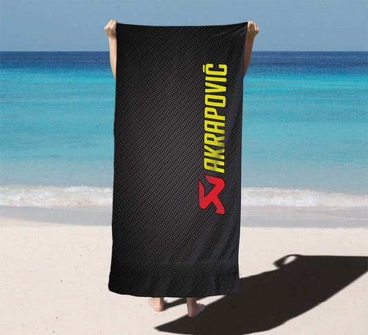 Akrapovic Exhaust System Carbon Logo Beach Towels