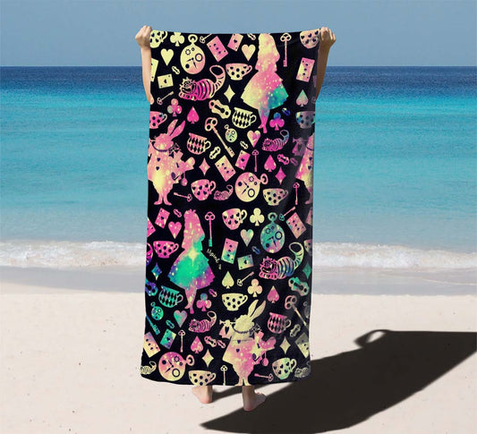Alice In Wonderland Galaxy Pattern Beach Towels