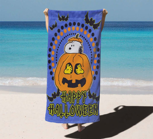 Halloween Snoopy Jack O'Lantern Beach Towels