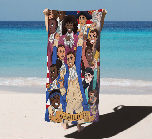 Hamilton American Musical Characters Artwork Beach Towels
