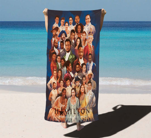 Hamilton American Musical Characters Group Beach Towels