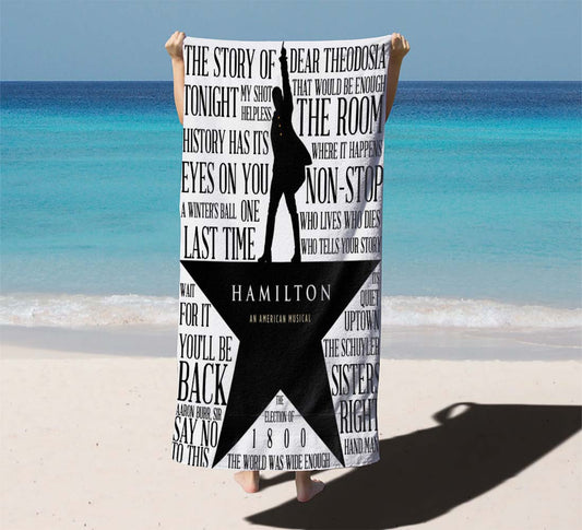 Hamilton Lyrics Beach Towels