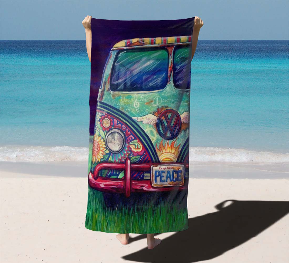 Happy Hippie Vw Beach Towels