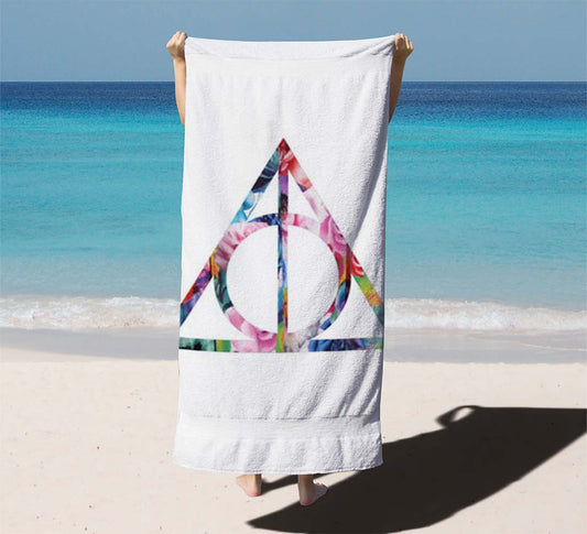 Harry Potter Deathly Hallows Symbol Floral Beach Towels
