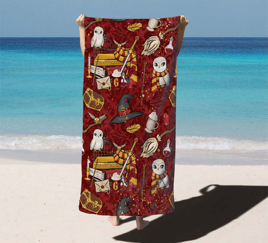 Harry Potter Red Pattern Wallpapers Beach Towels
