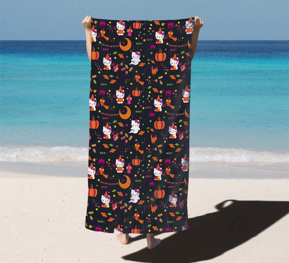 Hello Kitty Halloween Pattern Beach Towels