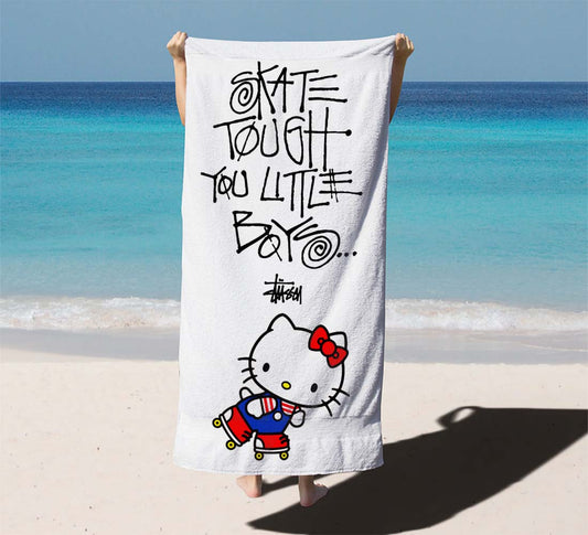 Hello Kitty Skate Stussy Beach Towels