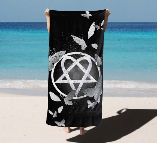 Him Band Heartagram Icon Beach Towels
