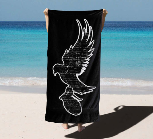 Hollywood Undead Bird Logo Black White Beach Towels