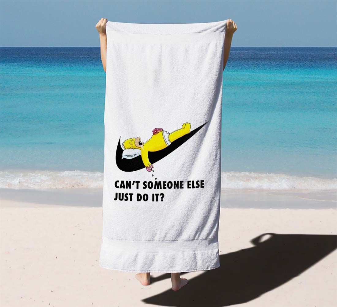 Homer Simpson Nike White Beach Towels