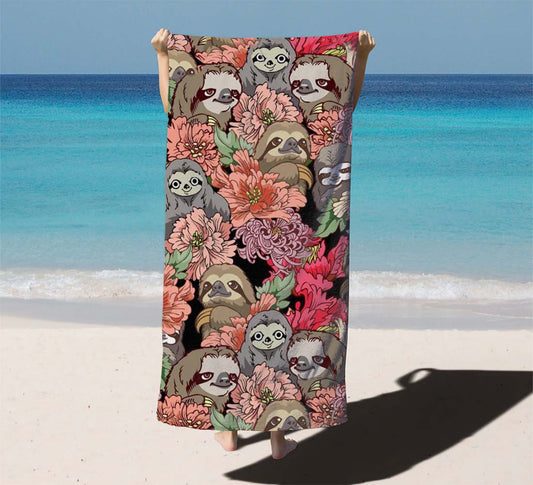 Huebucket Because Sloths Beach Towels