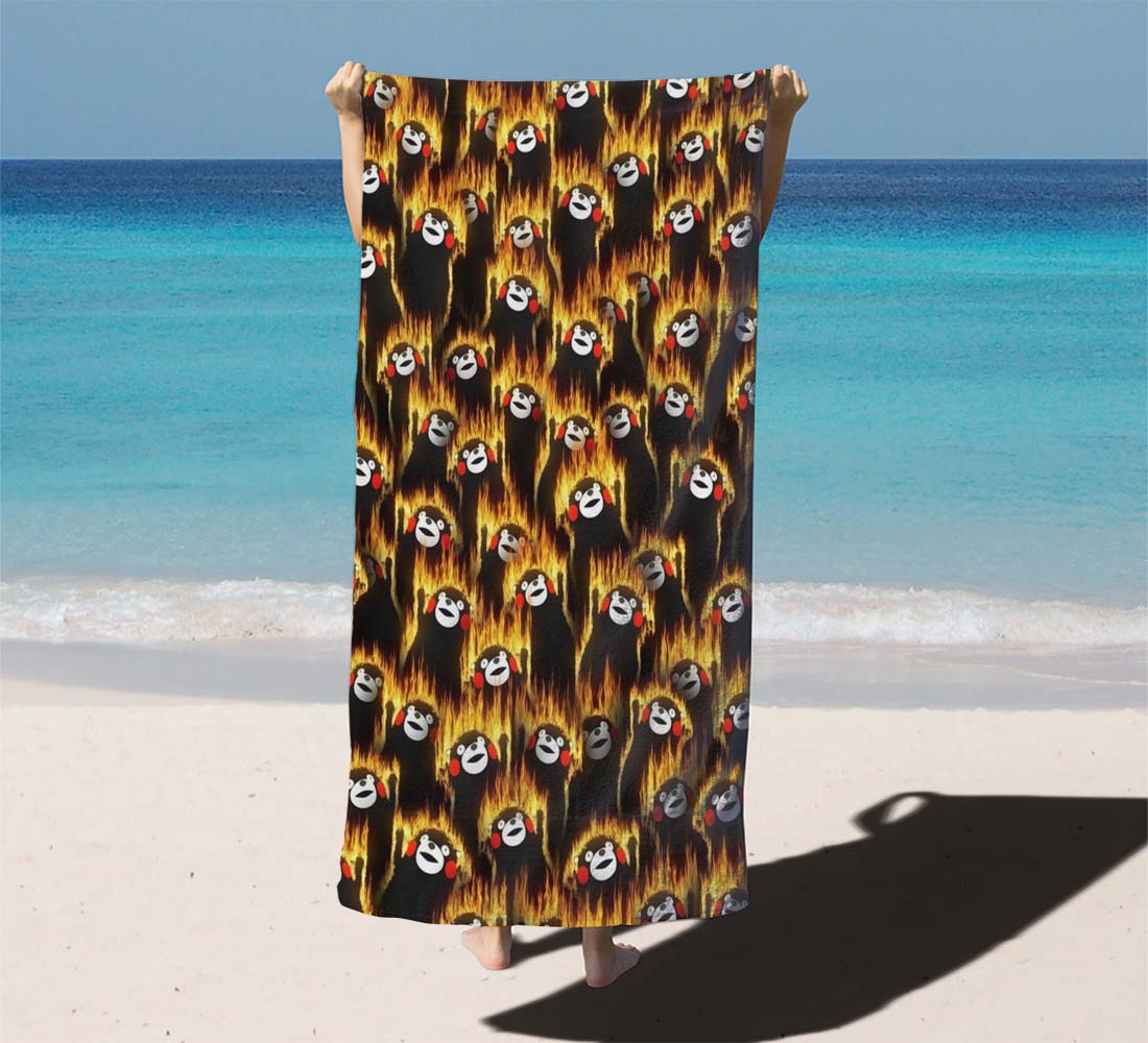 Infernal Bears Fire Party Pattern Beach Towels