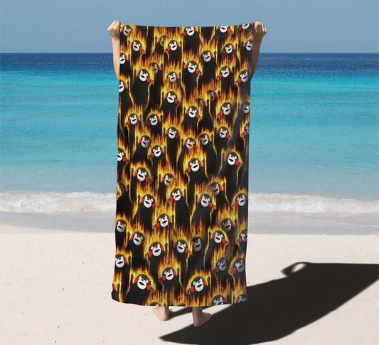 Infernal Bears Fire Party Pattern Beach Towels