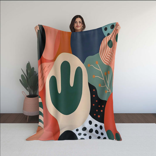 Abstract Cactus Soft Micro Fleece Blanket