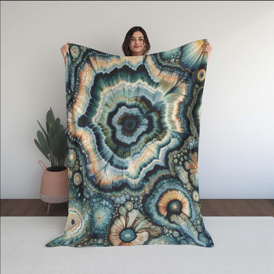 Abstract Geode Mandala Soft Micro Fleece Blanket