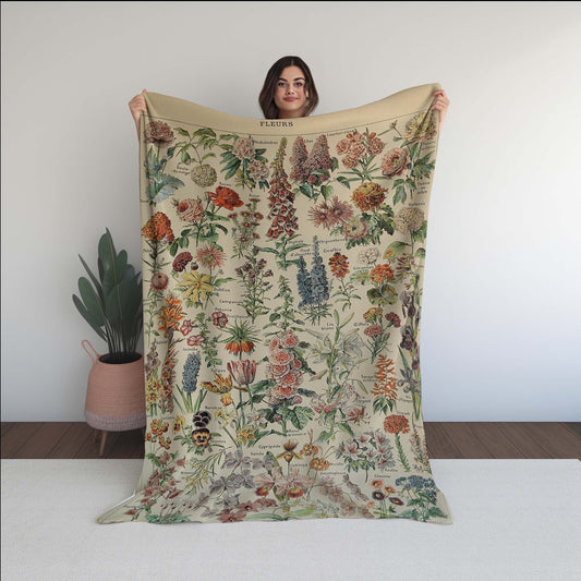 Adolphe Millot'S Flowers Soft Micro Fleece Blanket