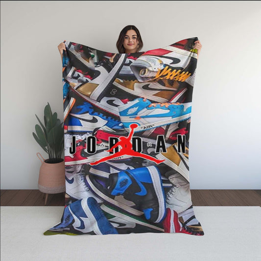 Air Jordan Shoes Pattern Logo Soft Micro Fleece Blanket