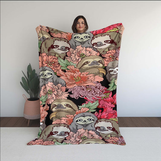 Huebucket Because Sloths Soft Micro Fleece Blanket