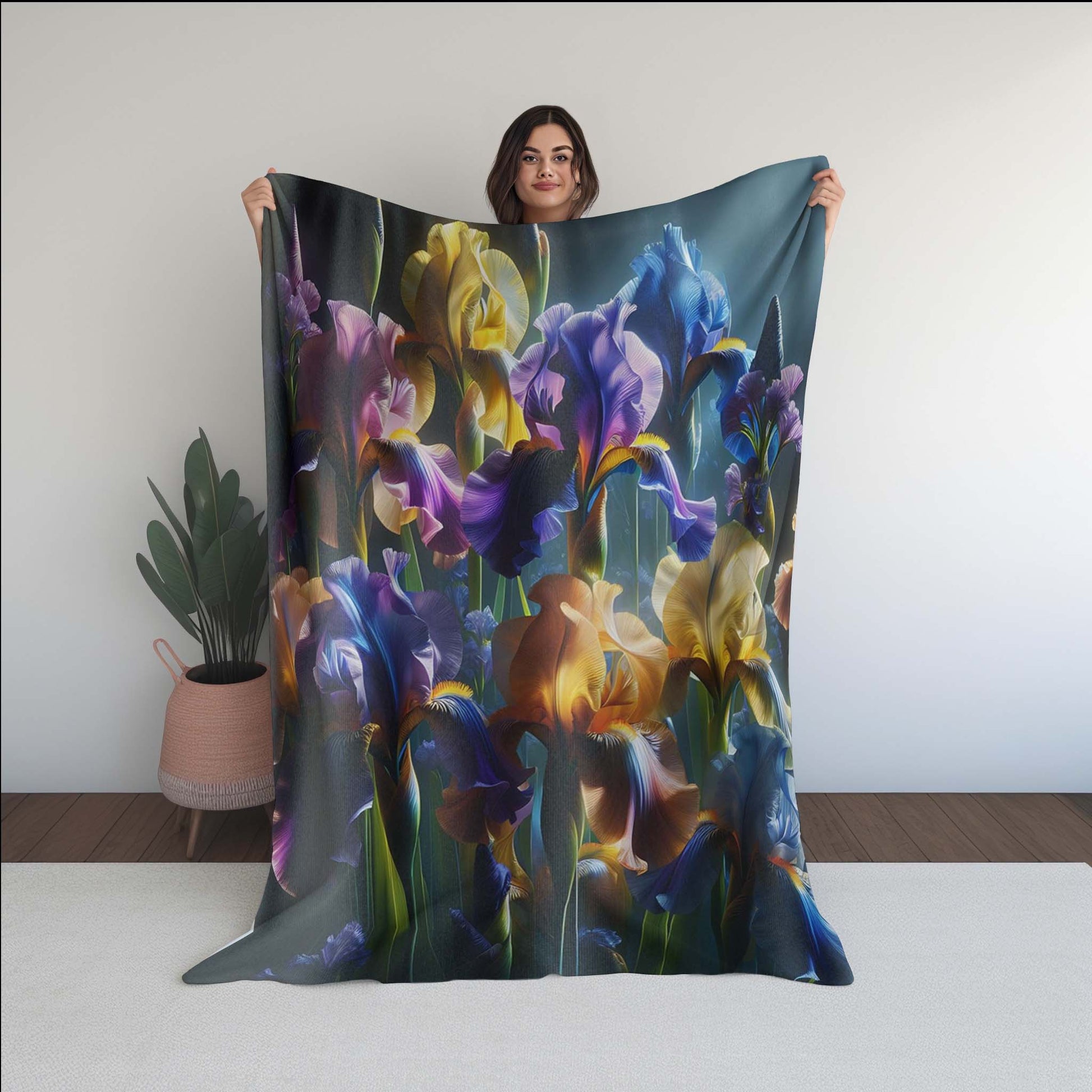 Iris Flowers Soft Micro Fleece Blanket