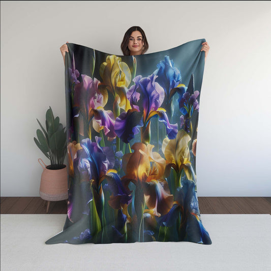 Iris Flowers Soft Micro Fleece Blanket