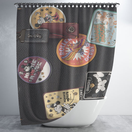 Personalized Coach Disney Patch Black Bag Shower Curtain Farmhouse Bathroom Decor