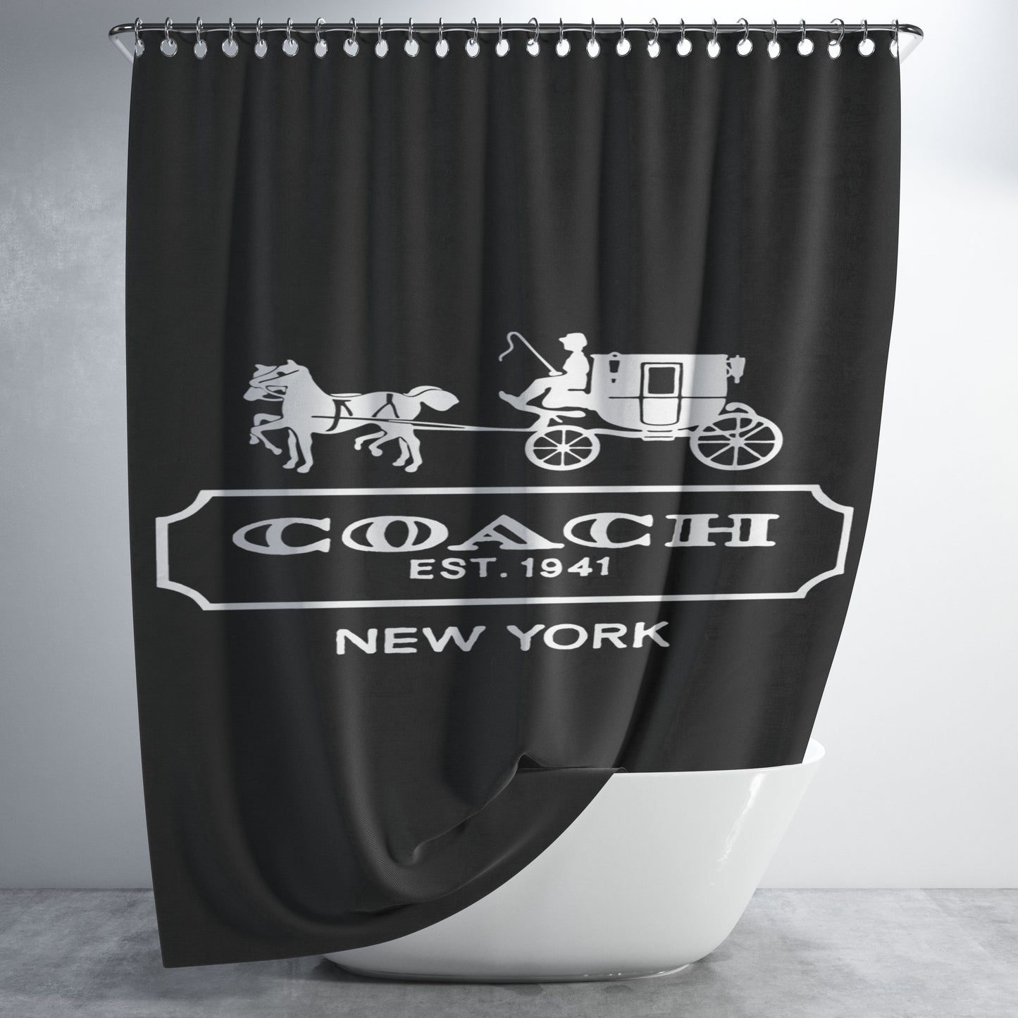 Coach Logo Bathroom Shower Curtain Fabric Waterproof | 66 X 72 Inch