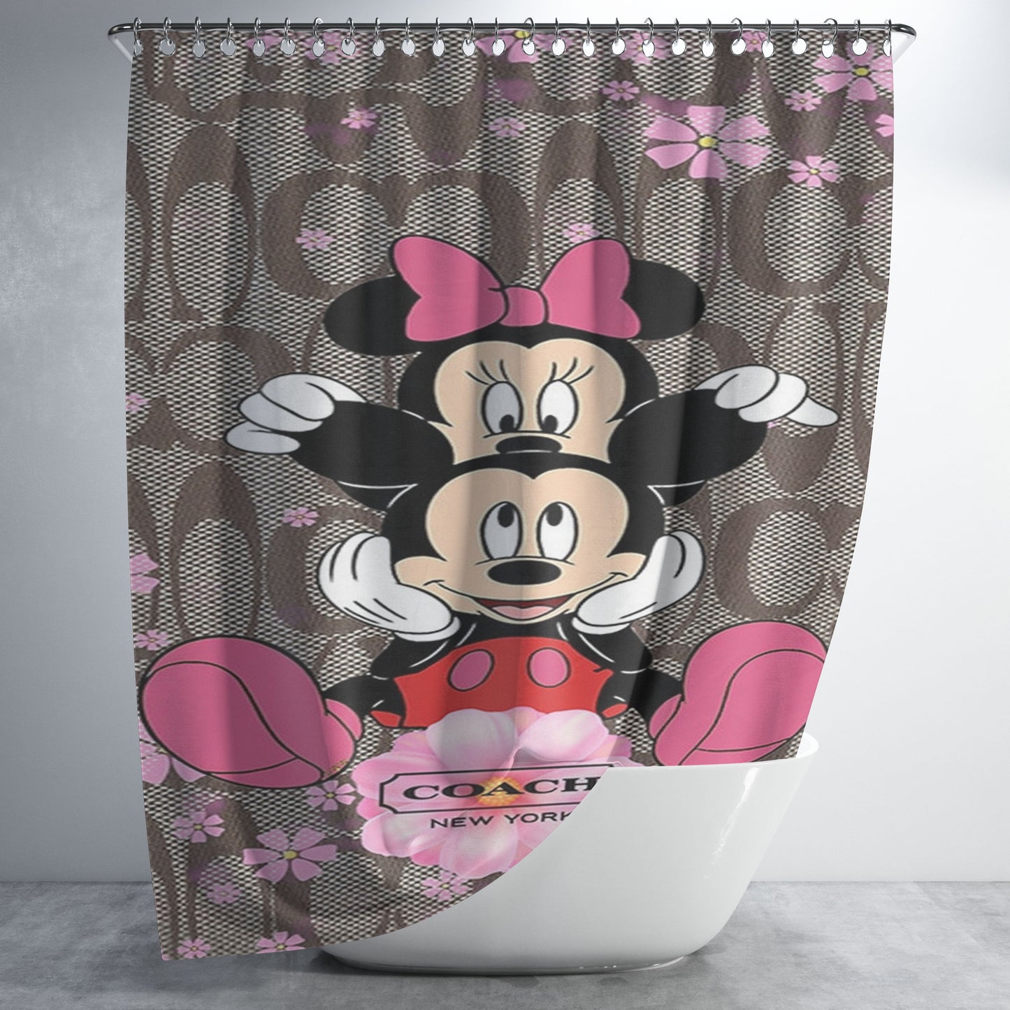Coach Mickey Minnie Bathroom Shower Curtain Fabric Waterproof | 66 X 72 Inch