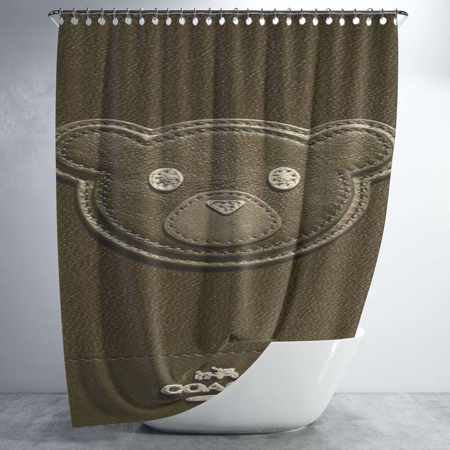 Coach New York Brown Bear Bathroom Shower Curtain Fabric Waterproof | 66 X 72 Inch