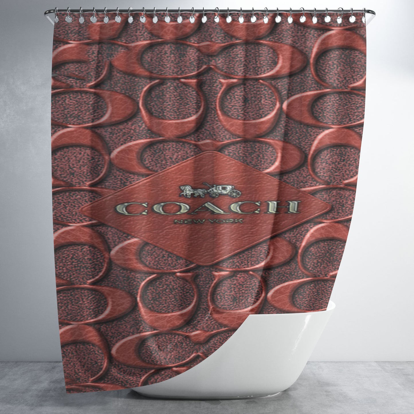 Coach New York Brown Bathroom Shower Curtain Fabric Waterproof | 66 X 72 Inch