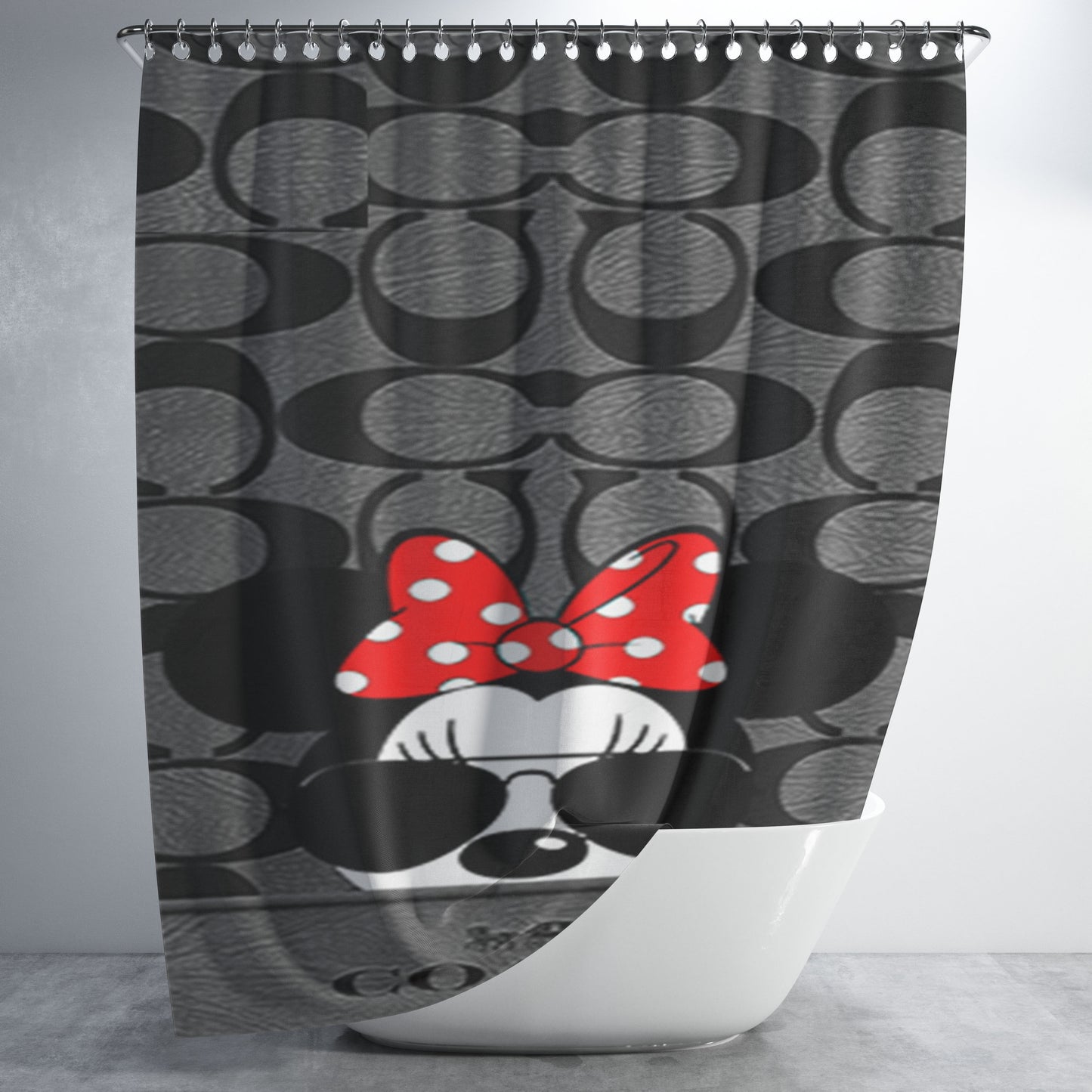 Coach New York Disney Mickey Mouse Bathroom Shower Curtain Fabric Waterproof | 66 X 72 Inch
