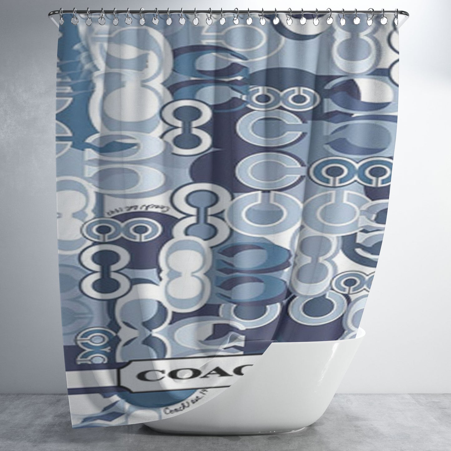 Coach New York Signature Bathroom Shower Curtain Fabric Waterproof | 66 X 72 Inch