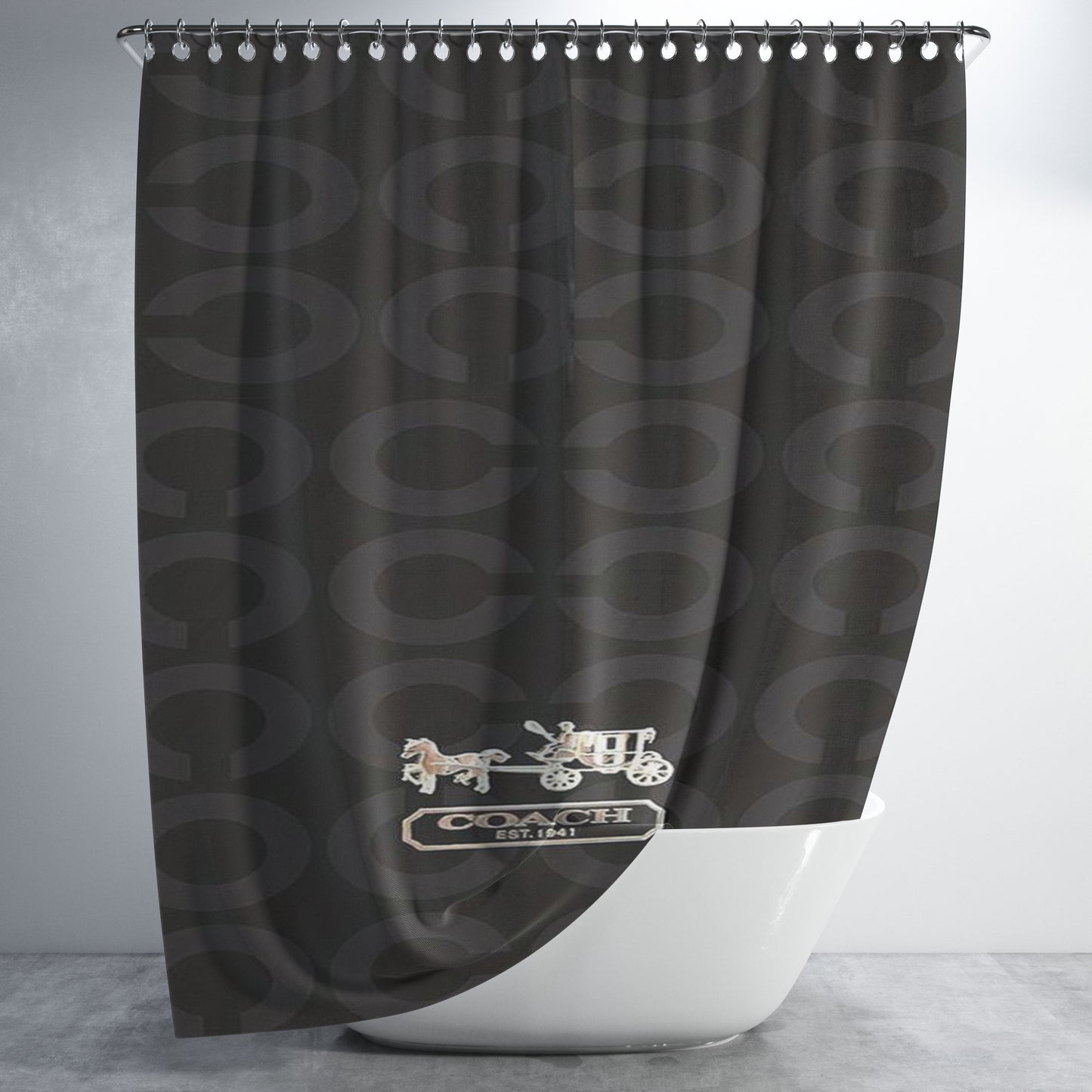 Logo Coach New York Bathroom Shower Curtain Fabric Waterproof | 66 X 72 Inch