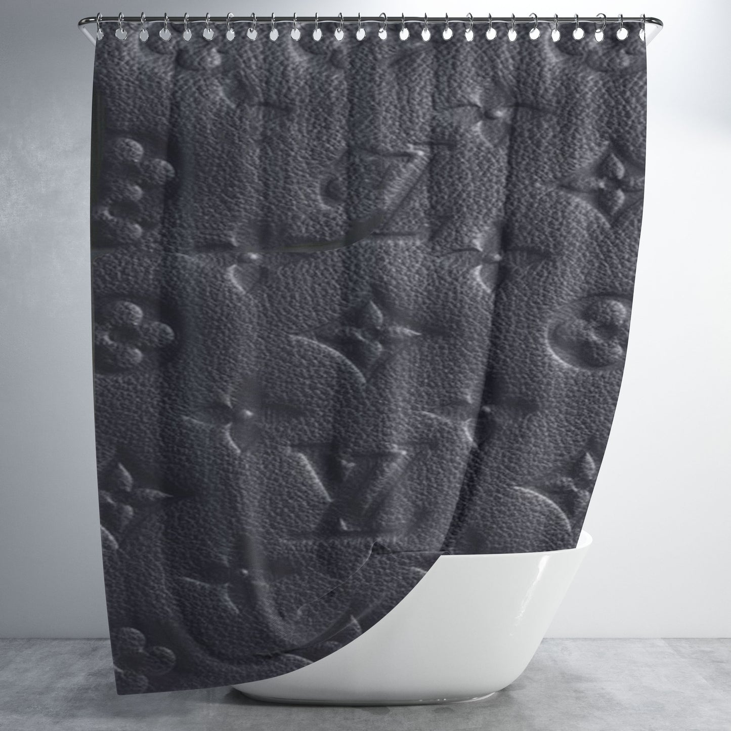 Louis Vuitton Black Print Bathroom Shower Curtain Fabric Waterproof | 66 X 72 Inch