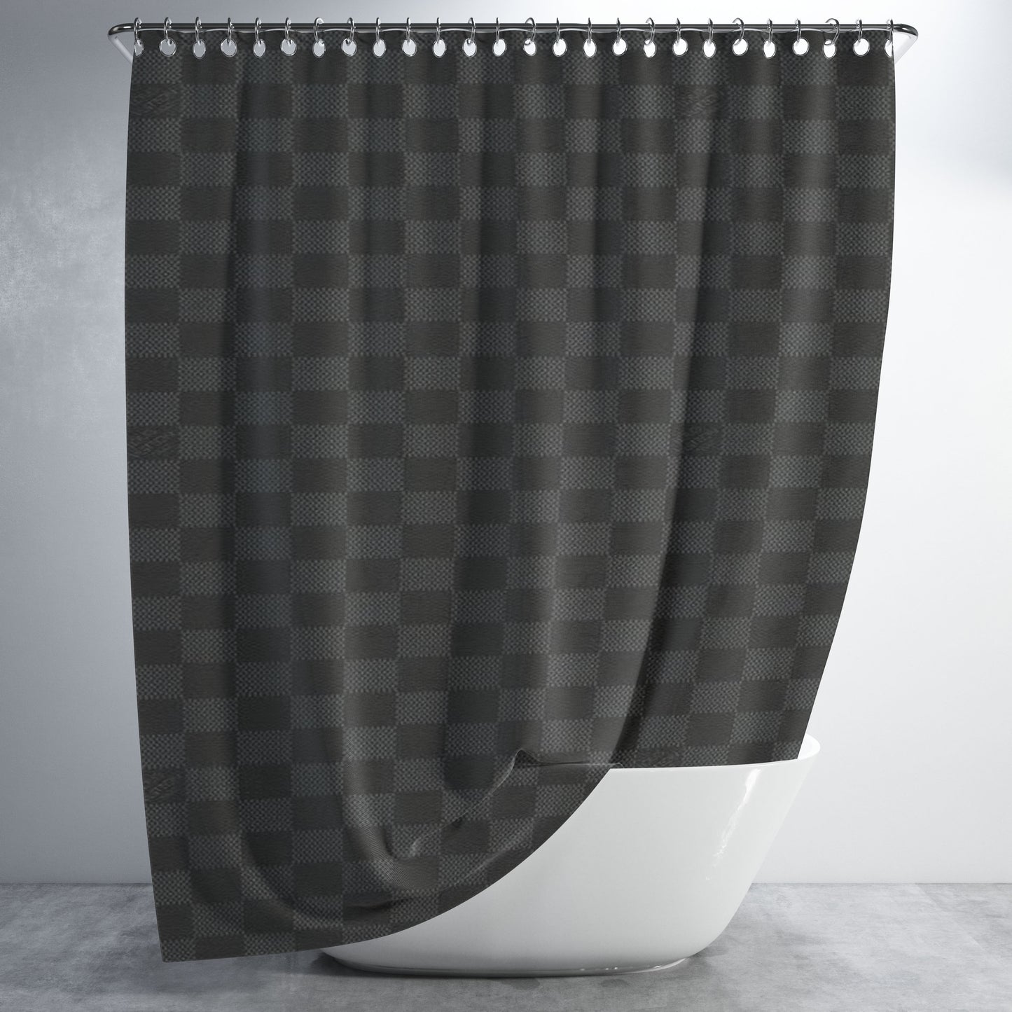 Louis Vuitton Damier Graphite Bathroom Shower Curtain Fabric Waterproof | 66 X 72 Inch