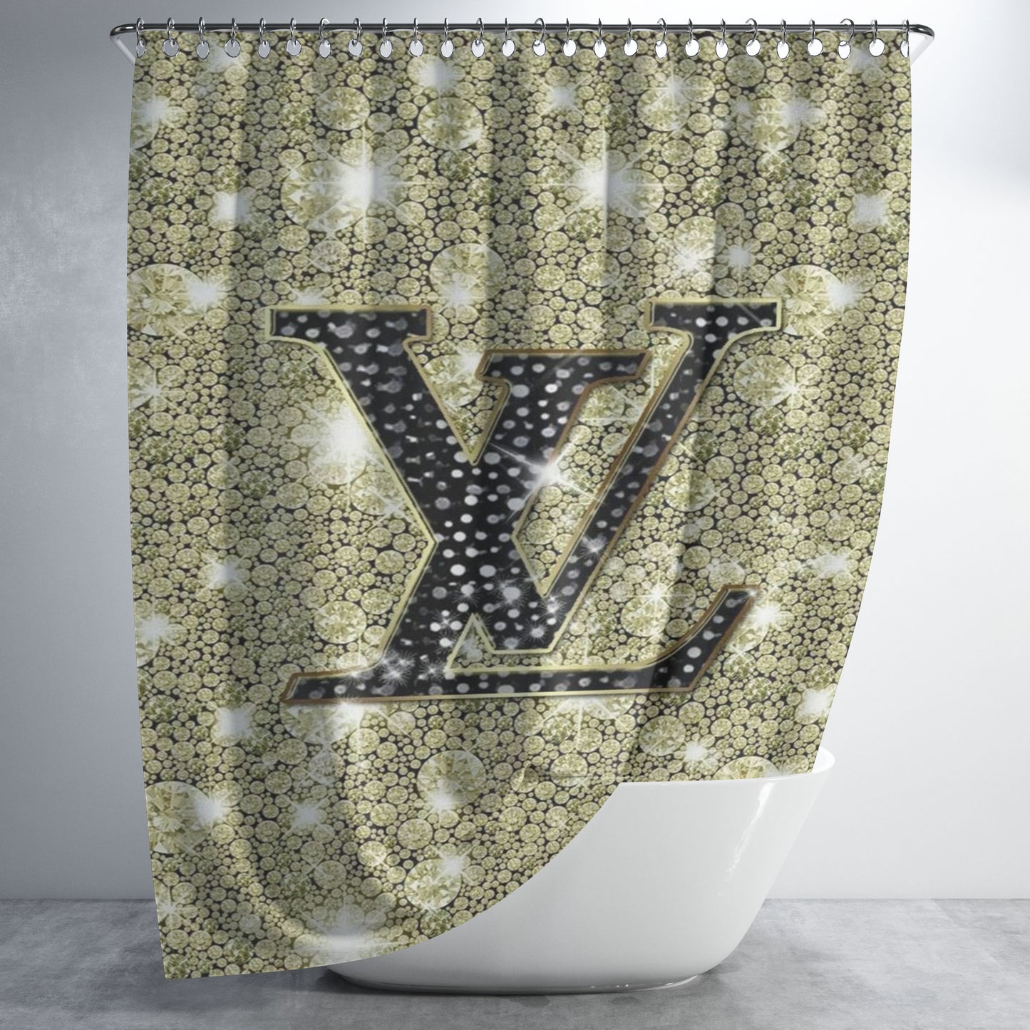 Louis Vuitton Diamond Clean Bathroom Shower Curtain Fabric Waterproof | 66 X 72 Inch