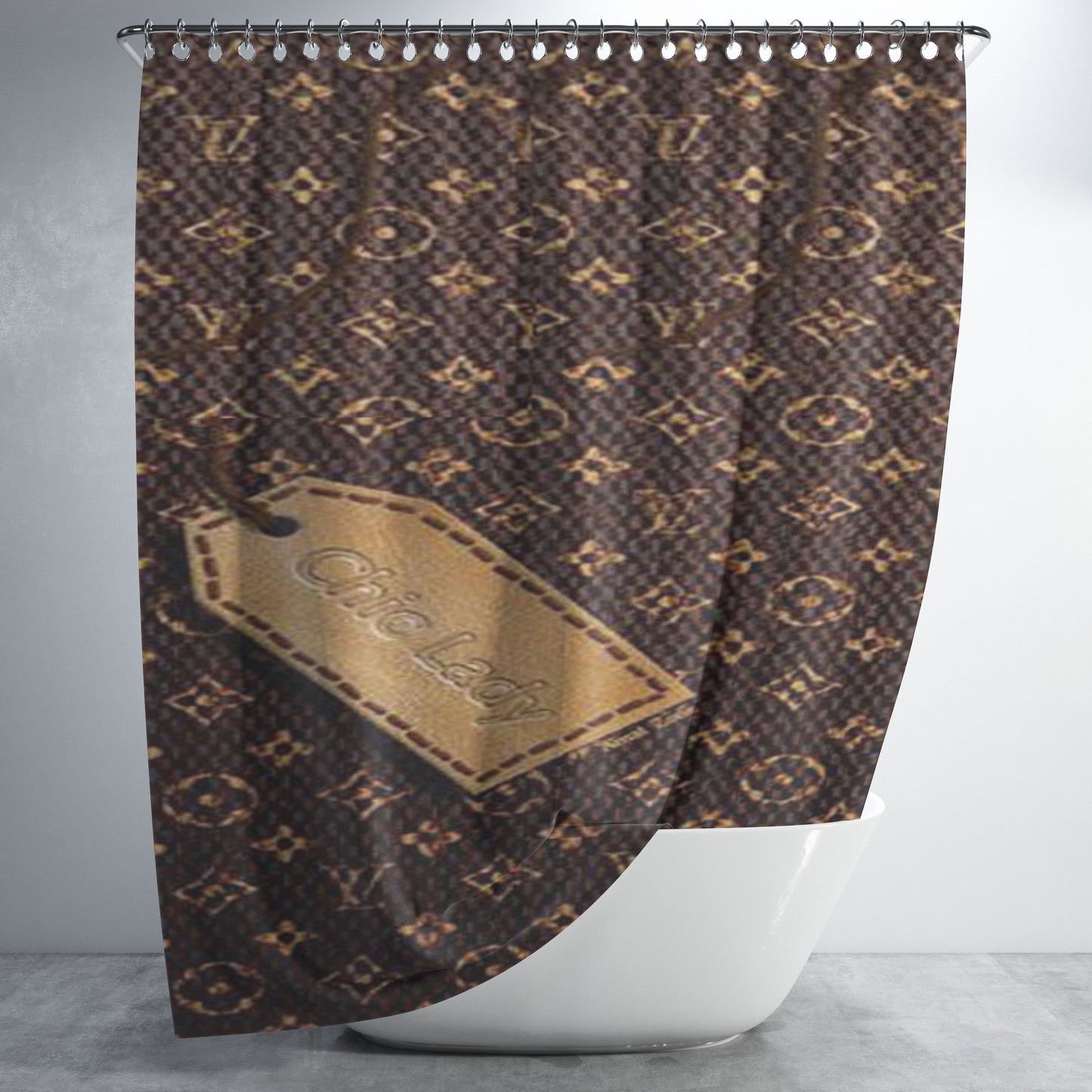 Louis Vuitton Paper Tag Bathroom Shower Curtain Fabric Waterproof | 66 X 72 Inch