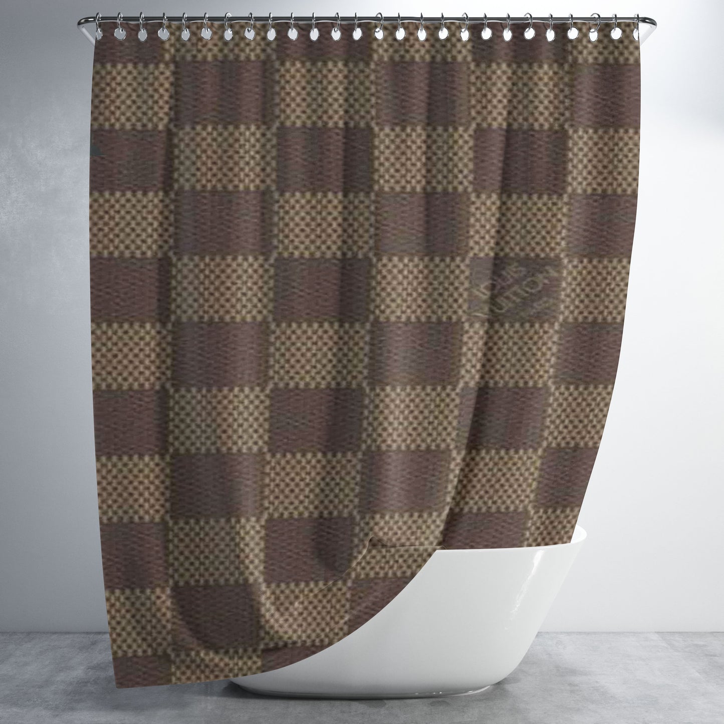 Louis Vuitton Pattern Bathroom Shower Curtain Fabric Waterproof | 66 X 72 Inch
