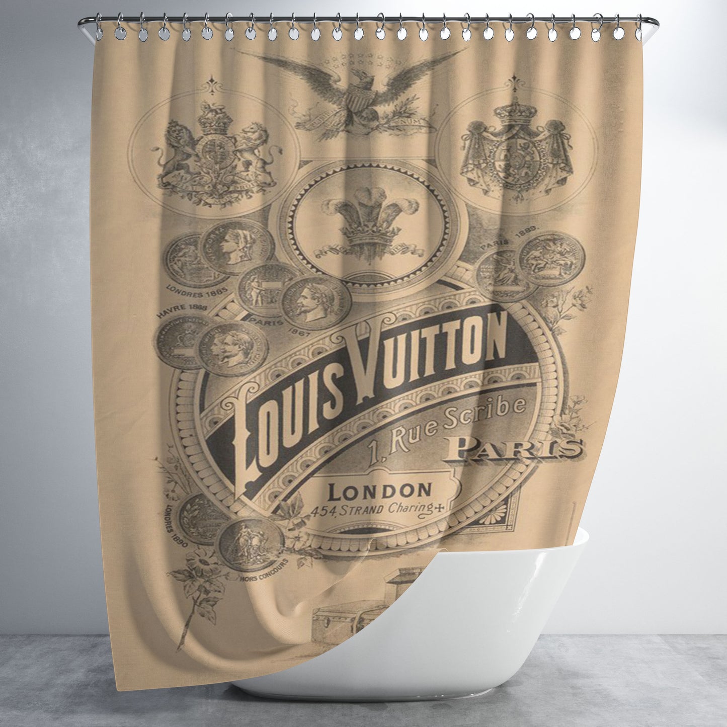 Louis Vuitton Vintage Bathroom Shower Curtain Fabric Waterproof | 66 X 72 Inch